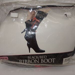 NEW Black/Red Ribbon Boots Halloween Adult Costume Accessory Adult 5/6
